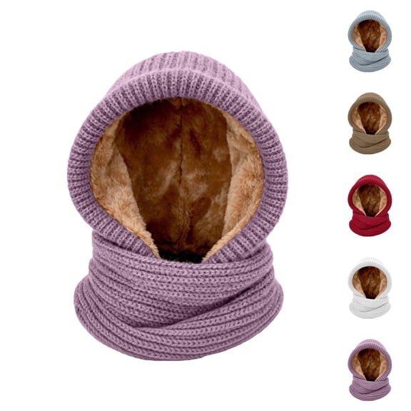 Women's Insulated Winter Knitted Hat and Scarf Anti Cold Wind Protection for Cycling