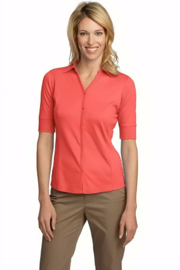 Women's Interlock Button Front Polo Shirt - Port Authority