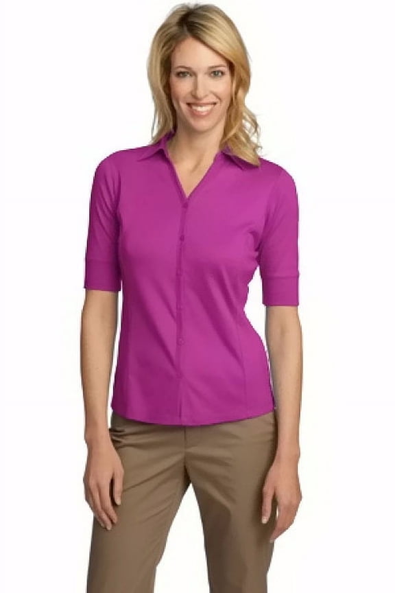 Women's Interlock Button Front Polo Shirt - Port Authority