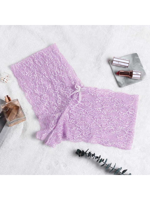 Women's Intimates New Women Lace Lingerie Plus Size Underwear Open Crotch Bowknot Underwear,Purple Women's Intimates 3XL