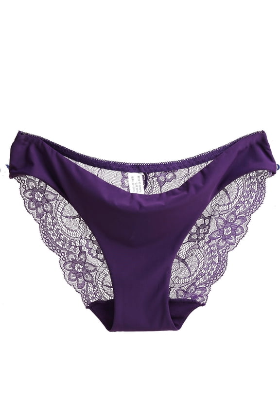 Women's Intimates Women Lace Panties Seamless Cotton Panty Hollow Briefs Underwear Purple/M,Purple Women's Intimates M