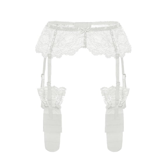 Women's Intimates Women'S Lace Embroidery See Through Panties Garter Belt With Stockings,White Women's Intimates 2XL