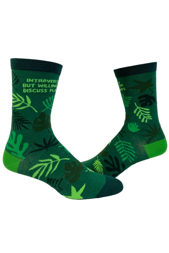 Women's Introverted But Willing to Discuss Plants Socks Funny Gardening House Plant Graphic Footwear