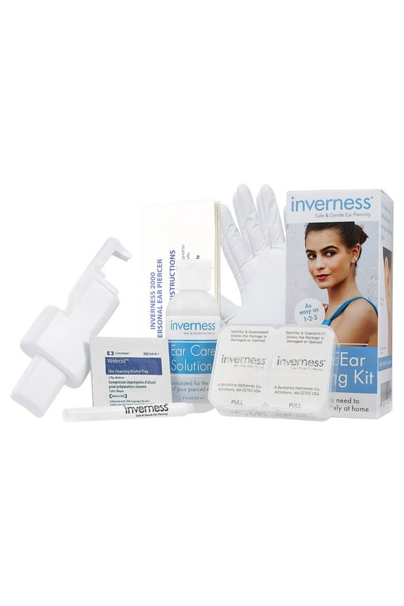 Women's Inverness Home Ear Piercing Kit with 3 mm Cubic Zirconia Stud Earrings in Hypoallergenic Stainless Steel