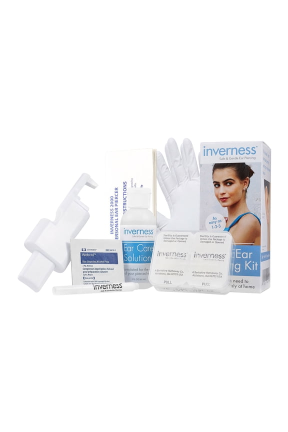 Women's Inverness Home Ear Piercing Kit with 3 mm Cubic Zirconia Stud Earrings in Hypoallergenic Stainless Steel