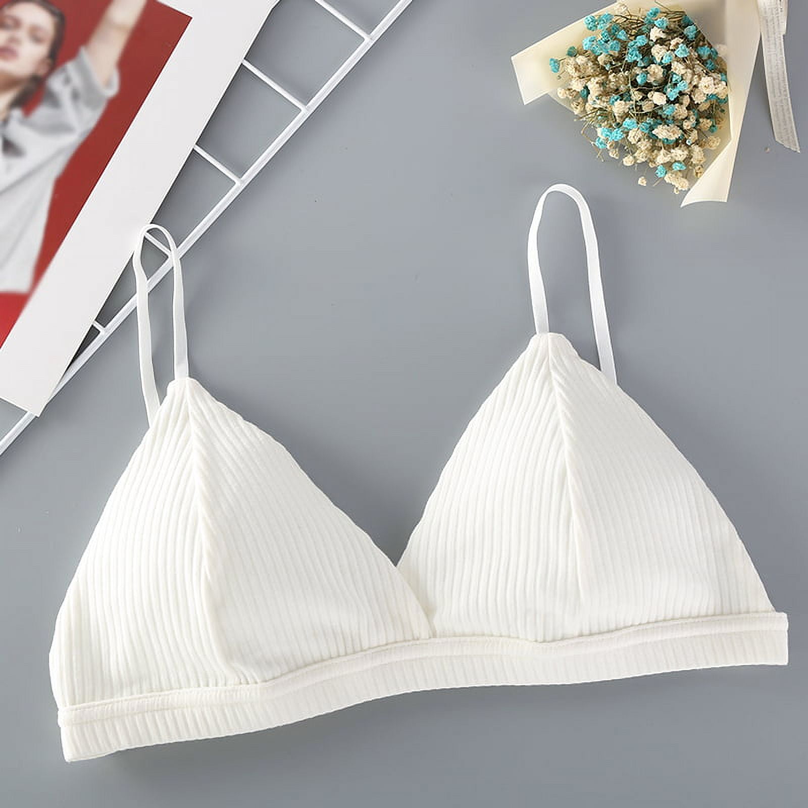 Women's Invisible Comfort Seamless Wirefree Lightly Lined Triangle Bralette  Bra 