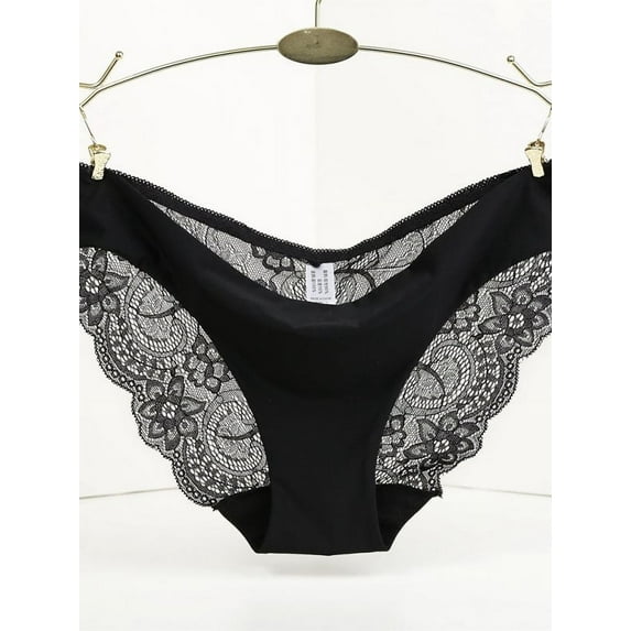 Women's Invisible Seamless Bikini Lace Briefs Underwear Breathable Half Back Coverage Ladies Panties