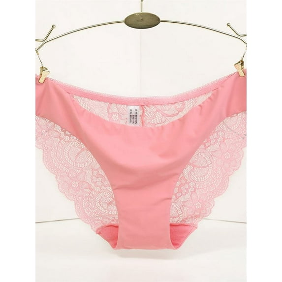 Women's Invisible Seamless Bikini Lace Briefs Underwear Breathable Half Back Coverage Ladies Panties