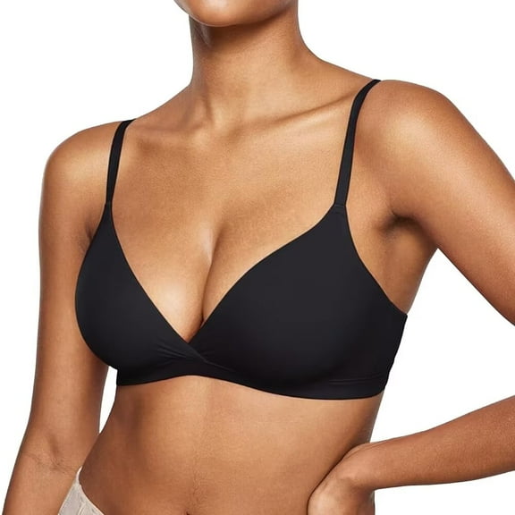 Women's Invisibles Comfort Seamless Adjustable Skinny Strap Bralette Bra Stretch Wireless Lightly Lined Comfort Bra