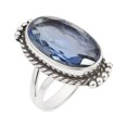 thumbnail image 1 of Women’s Iolite Ring – Oval Cut Gemstone Vintage Oxidized Silver Ring, Handmade Healing Crystal Ring Size US 7.5, 1 of 6