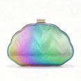 thumbnail image 1 of Women's Iridescent Rainbow Clutch Bag Shell Shape Evening Purse for Party, 1 of 9