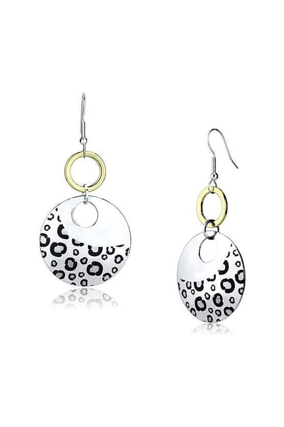 Women's Iron Reverse Two-Tone Epoxy Jet 17.90(g) Dangle & Drop Earrings