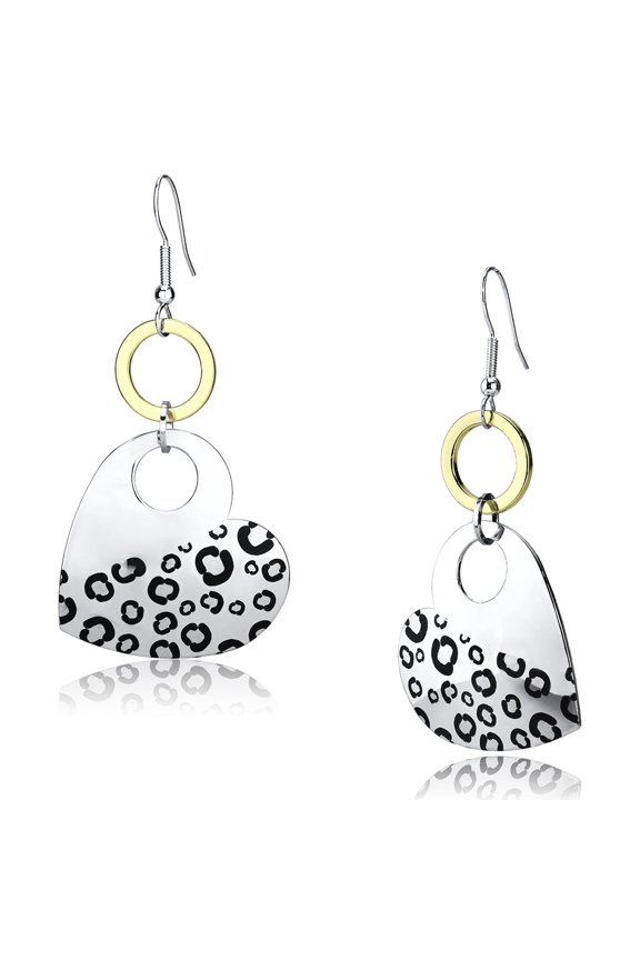 Women's Iron Reverse Two-Tone Epoxy Jet Dangle & Drop Earrings