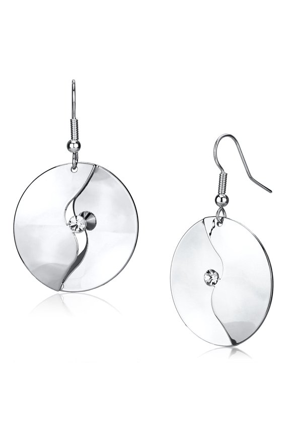Women's Iron Rhodium Crystal Clear 10.40(g) Dangle & Drop Earrings