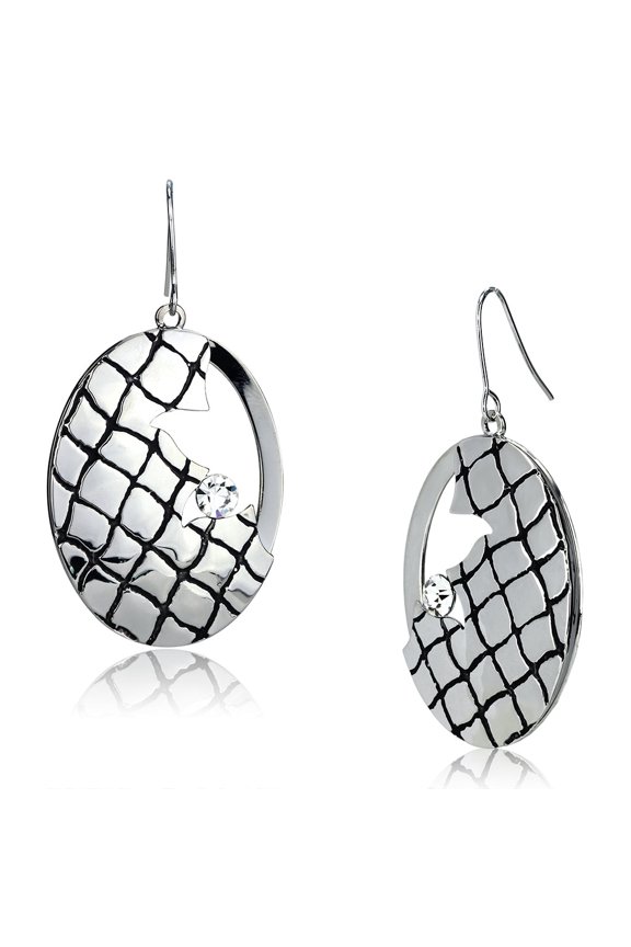 Women's Iron Rhodium Crystal Clear 9.10(g) Dangle & Drop Earrings