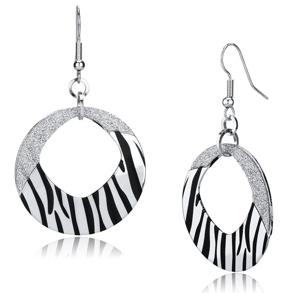 Women's Iron Rhodium Epoxy Jet 10.40(g) Dangle & Drop Earrings