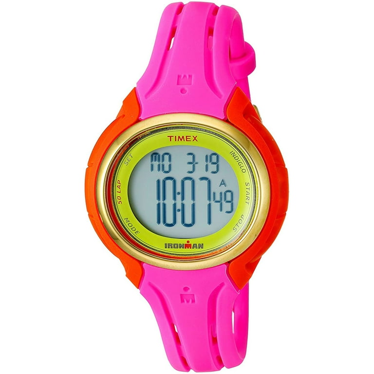 Women s Ironman Sleek 50 Color Block Full Size Watch Pink Silicone Strap
