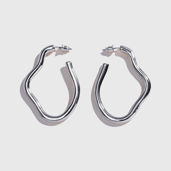 Women's Irregular Hoop Earrings - Silver