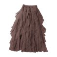 thumbnail image 1 of Women's Irregular Mesh Half Length Skirt - Adjustable Zipper Slit, High Waist - Multilayer Cake Skirt for Work/Party - Below Knee Length, 1 of 3