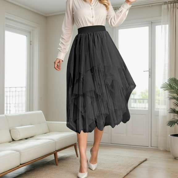Women's Irregular Mesh Half Skirt Women's Medium Length Skirt High Waisted Versatile Skirt Silk Midi Skirt Suspender Skirt Long Pencil Skirts for Women Midi Skirts Bathing Suit Skirt Bottoms for Women