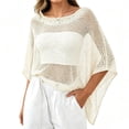 thumbnail image 1 of Women's Irregular Mesh See Through Poncho Cover Up, Loose Relaxed Fit Lightweight Beach Kimono, Sun Protection Shrug for Swimsuit, Breathable Flowy Beige, 1 of 7