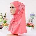 thumbnail image 1 of Women's Islamic Hijab with Lace & Rhinestone Embellishment - Modest Headscarf for Prayer & Daily Wear-Wine Red, 1 of 2