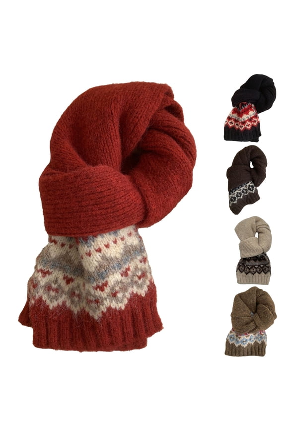 Women's Isle Wool Knitted Scarf Artistic High End Warm Cold Weather Neck Wrap
