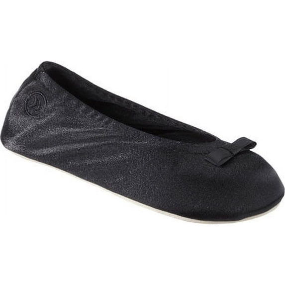 Women's Isotoner Satin Ballerina Black L M