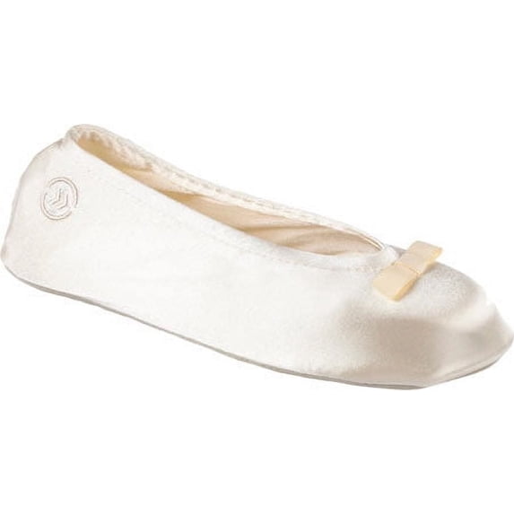 Women's Isotoner Satin Ballerina Cream S M