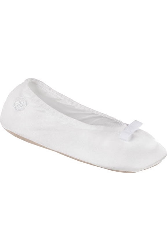 Women's Isotoner Satin Ballerina White M M