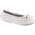 thumbnail image 1 of Women's Isotoner Terry Ballet Flat w/ Satin Bow Stone XL M, 1 of 6
