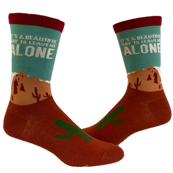 Women's It's A Beautiful Day to Leave Me Alone Socks Funny Desert Camping Graphic Footwear