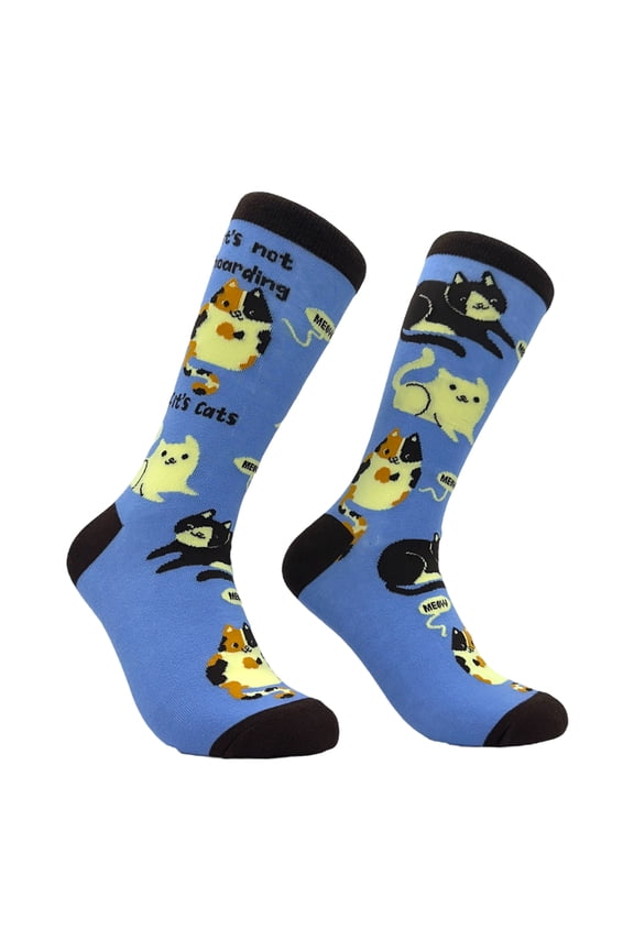 Women's Its Not Hoarding If Its Cats Socks Funny Purring Kitten Lovers Joke Footwear