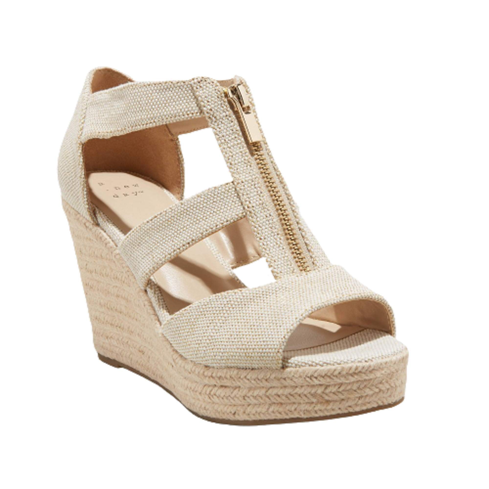 Women's Ivory Retro Chic Zip Detail Cut Out Espadrille Wedge Pumps (numeric_10)