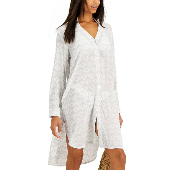 Women's J. Valdi Tie-Front Cover-Up Swim Dress Color: Gray Size: SMALL