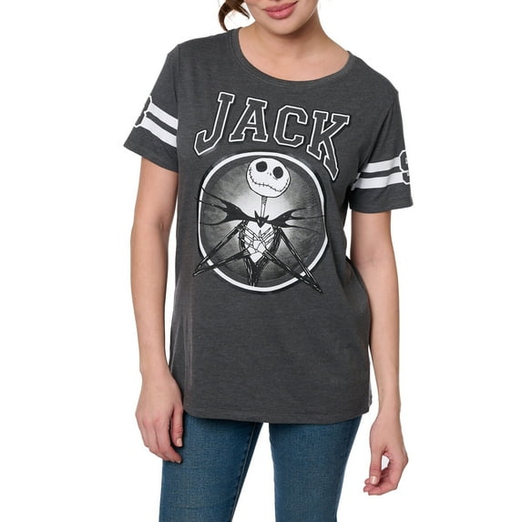Women's Jack Skellington T-Shirt Short Sleeve Striped Nightmare Before Christmas