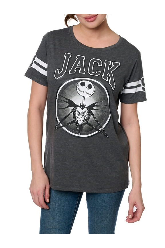Women's Jack Skellington T-Shirt Short Sleeve Striped Nightmare Before Christmas