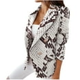 thumbnail image 1 of Women's Jacket Blazer Double-breasted Long Sleeves Thick Cardigan Business Winter Coat Female Clothes White L, 1 of 5