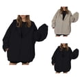 thumbnail image 1 of Women's Jacket Coat Long Sleeve Casual Loose Slouchy Zip Up Sweatshirt Hoodie with Pockets Outerwear, 1 of 1