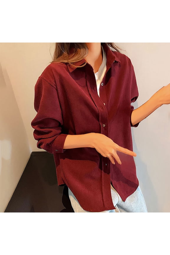 Women's Jacket Corduroy Brushed Under $10 Shirt Winter Casual Long Sleeve Hooded Top