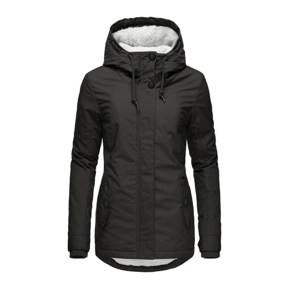 Women's Down Jacket Deals! Verugu Women's Winter Thicken Puffer Coat Outdoor Plus Size Ski Jackets with Faux Fur Hood Winter Warm Outwear Overcoat Plush Trench Jacket Coats Black 3XL