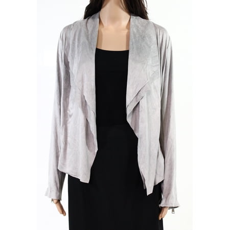 Women's Jacket Gray Plus Motorcycle Ribbed Suede Zipper $109 3X