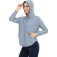 thumbnail image 1 of Women's Jacket Lightweight Hoodie Large Size with Pockets made of 85% Polyester 15% Spandex, 1 of 7