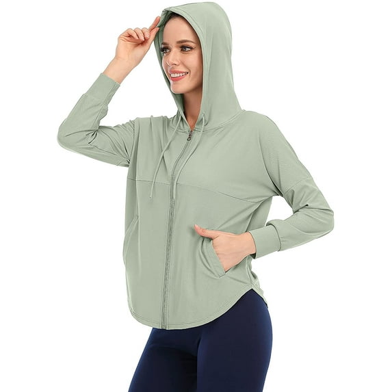 Women's Jacket Lightweight Full Zip Hoodie with Pockets Sports Outdoor UPF 50+