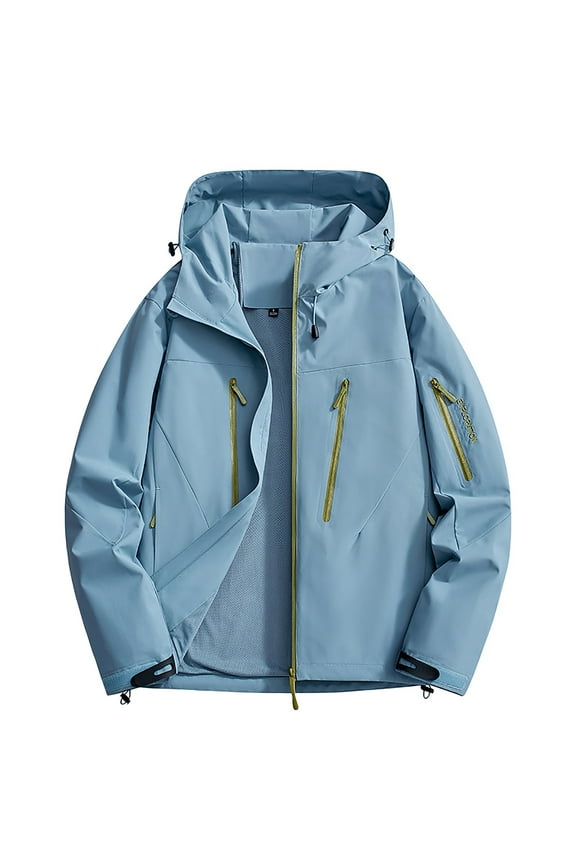 Women's Jacket Lightweight Waterproof Windproof Workwear Utility Coat for Spring Fall, Long Sleeve Casual Outdoor Hiking Travel Rain Shell with Hood