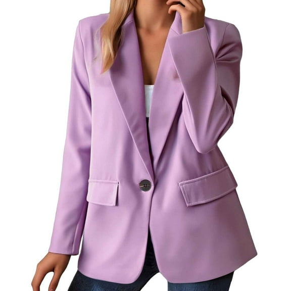 Women's Jacket Solid Color Casual Wear Lapel Long Sleeve Suit Coat With Pockets Winter Outfit