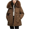 thumbnail image 1 of Women's Jacket Solid Color Long Sleeved Detachable Reverse Waist Thick And Loose Hooded Winter Mid Length Clothing Long Sleeve Parkas Cute Fall Outfits for Women,Womens Lightweight Jackets L, 1 of 4