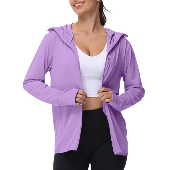 Yubnlvae Purple Women's Sun Shirts Jacket Zip up Hoodie Long Sleeve Summer Ice Outdoor with Pockets, 4Xl