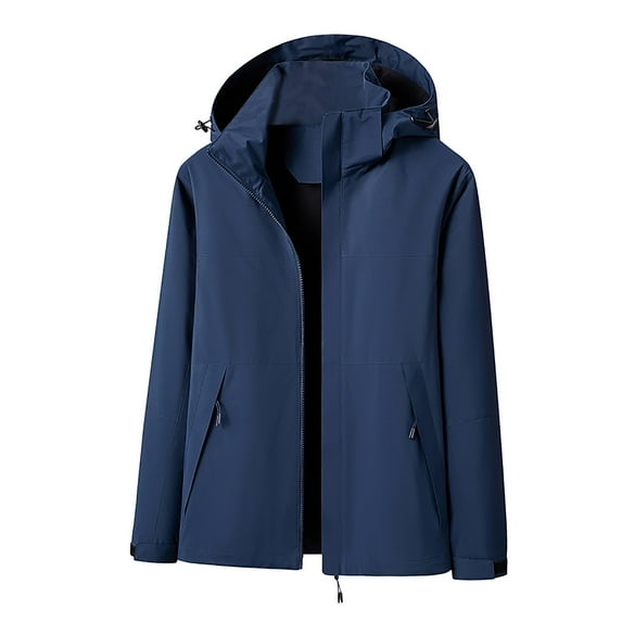 Women's Jacket Warm Coat Raincoats Lightweight Color Block Windbreaker Rain Jacket Hooded Windproof Outdoor Hooded Raincoat Jacket