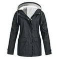 thumbnail image 1 of Women Raincoat Waterproof Trench Coat Warm Hooded Windbreaker Long rain Jacket, 1 of 3